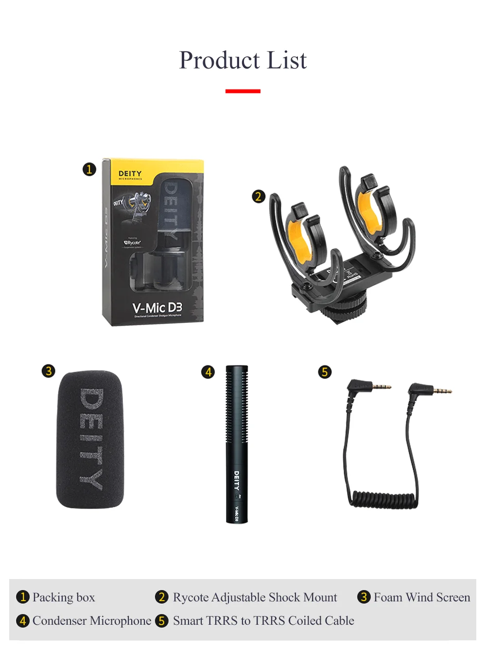 Микрофон Deity V-Mic D3, превосходный звук по оси, низкий уровень шума, искажение для цифровой зеркальной камеры, видеокамеры, регистратора, телефона, ноутбука, планшета