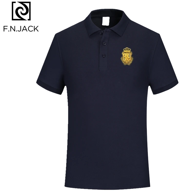 F.N.JACK, Мужская классическая рубашка поло, ручная работа, тренд, короткий рукав, топ, модный, патч, дизайн, поло, не скатывается