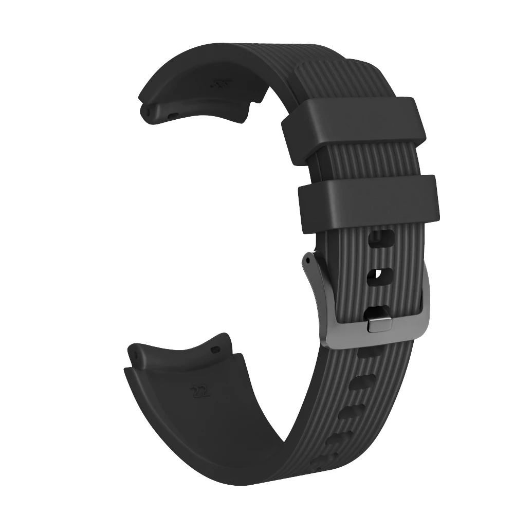 20 мм 22 мм силиконовый ремешок для часов samsung Galaxy Watch 46 мм 42 мм полосатый браслет ремешок резиновый ремешок для SM-R800 SM-R180 - Цвет ремешка: black