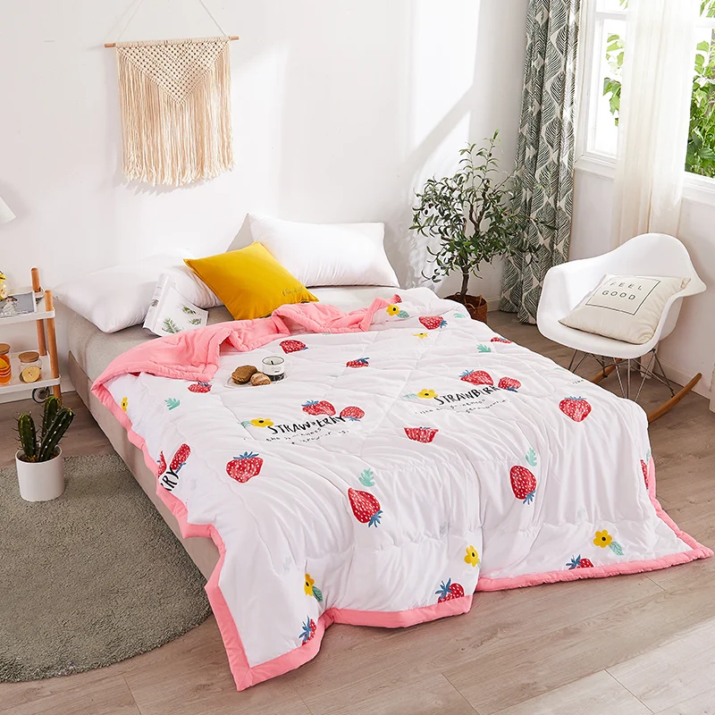 Cartoon Adults Children Bed Comforter Blanket Spring Summer Bedspread Quilt Animal Fruit Print Cover for Sofa Car Office |