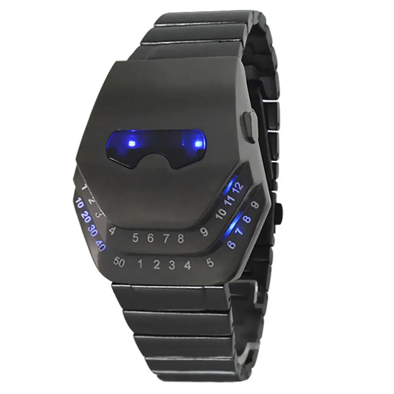 Новые модные цифровые мужские полностью стальные очки спортивные часы с головой змеи мужские военные часы классный светодиодный браслет наручные часы Reloj