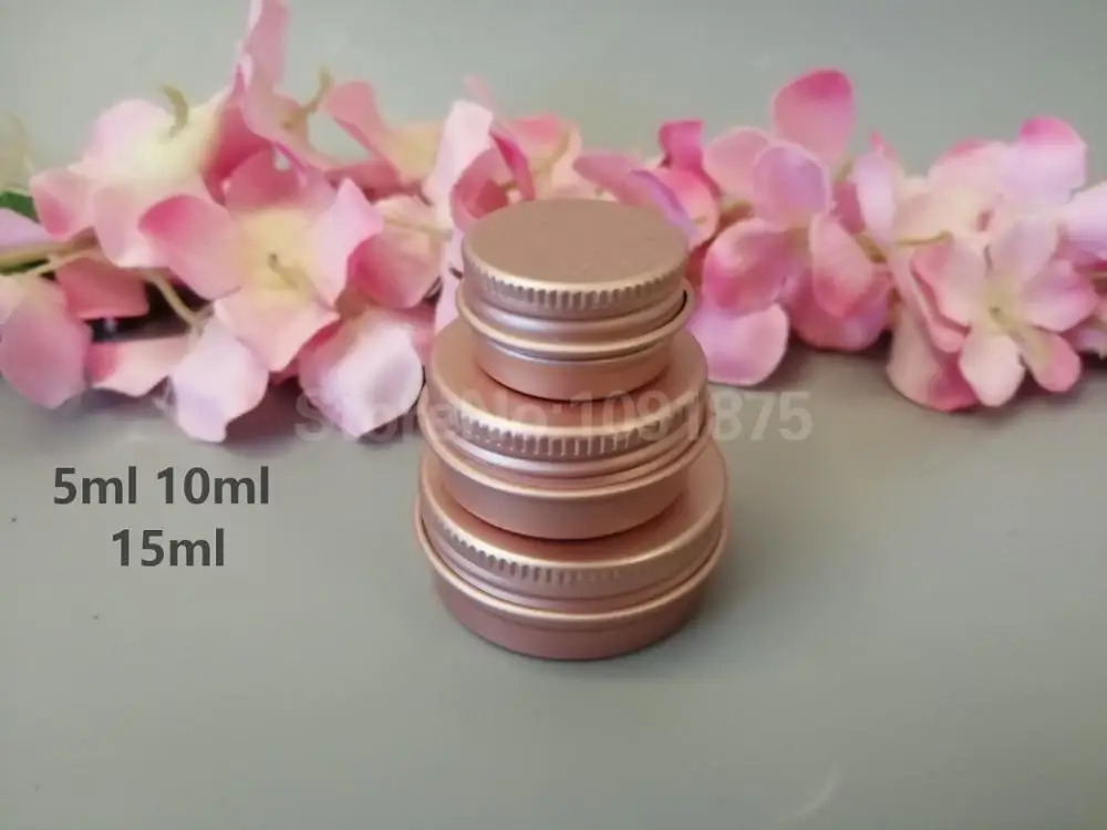 

100pcs 5ml 10ml 15m Empty Mini Rose gold Aluminum Cream Jar Pot 5g 10g 15g Makeup Nail Art Cosmetic Metal Tins Containers