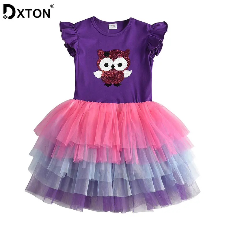 

Dxton Summer Princess Dress Tutu Fille Robe Sequin Girls Dress Unicorn Kids Clothing Heart Pattern Kids Dress for Girls 3-8 Year