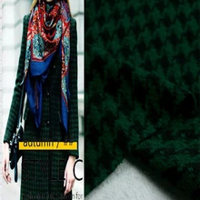 50% шерсть, темно-зеленая и черная плетеная ткань в ломаную клетку, Ширина 59 дюймов, средняя толщина