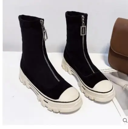 

women boots 2019 winter Stretch boots short boots sneakers Long boots flock thick platform slip-on women's boots botas mujer