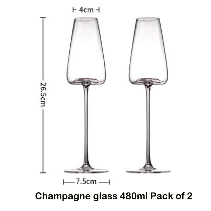 Hand-Blown Long Stem Wine & Champagne Glasses, Set of 2