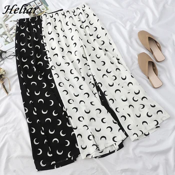 

Heliar Autumn Moon Printed Pants Elastic Waist Trousers Female Long Pants For Women 2019 Women Trousers Wide Leg Loose Pants
