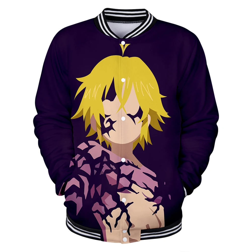 Бейсбольная куртка с 3D принтом meliodas, мужские и женские бейсбольные куртки, Повседневная Хип-Хоп куртка meliodas, осенне-зимняя верхняя одежда для мальчиков и девочек, куртка с 3D рисунком