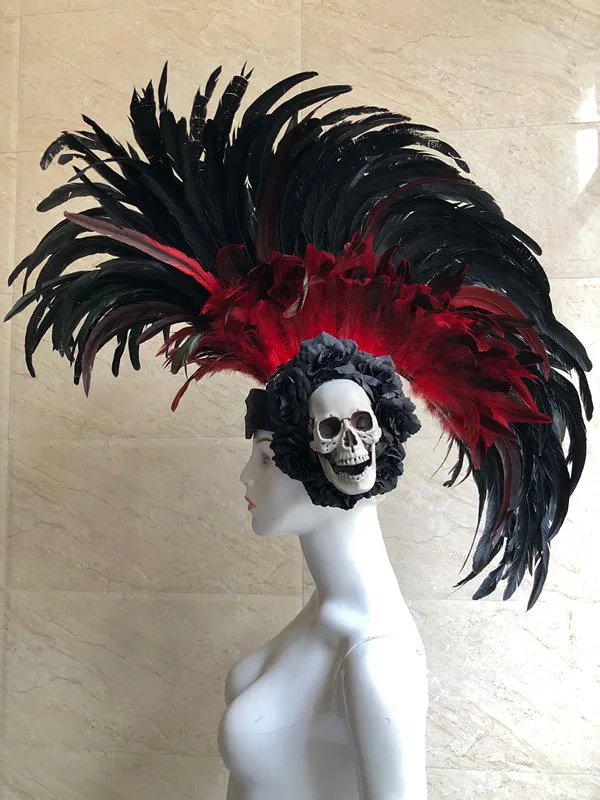 black Короче спереди и длиннее сзади) spettacolo di danza copricapo di piume di Аксессуары di abbigliamento в интернет-магазине La FESTA ла Maschera IL праздник Пасхи шляпа на Хеллоуин - Цвет: black