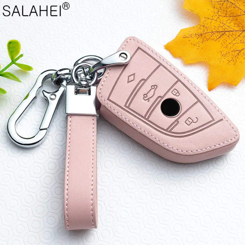 

Leather Car Remote Key Case Cover For BMW 1 2 3 4 5 6 7 Series X1 X3 X4 X5 X6 F30 F34 F10 F07 F20 G30 F15 F16 Decoration Stylish