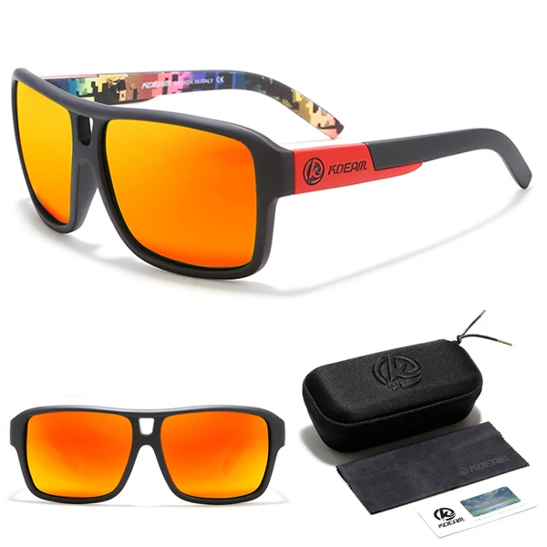 KDEAM дизайн поляризованные Квадратные Солнцезащитные очки мужские летние уличные дорожные УФ очки мужские женские модные спортивные солнцезащитные очки - Цвет линз: C7