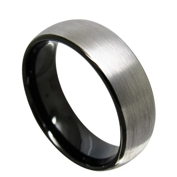 

Black & Silver Two Tones 8mm Width Mens Tungsten Carbide Wedding Rings High Polished Dome Band Brushed Finishing Can Engraving