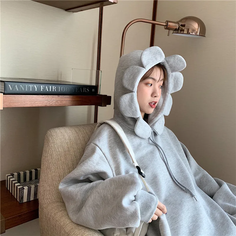 Корейская ins Harajuku Kawaii Желтая толстовка с капюшоном женская зимняя новая свободная бархатная модная повседневная шикарная Женская толстовка