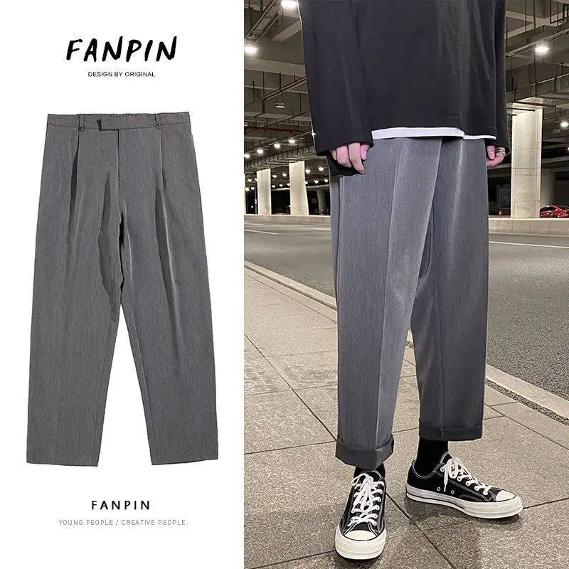 

Suit Pants Men's Fashion Solid Color Business Casual Straight Pants Men Streetwear Loose British Style Dress Pants Mens M-5XL