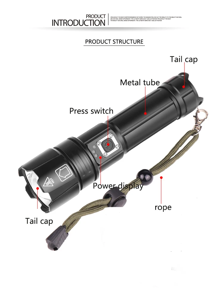 Brightest XHP90 Rechargeable LED Flashlight Powerful XHP70.2 Torch Super Waterproof Zoom Hunting Light Use 18650 or 26650 Battey