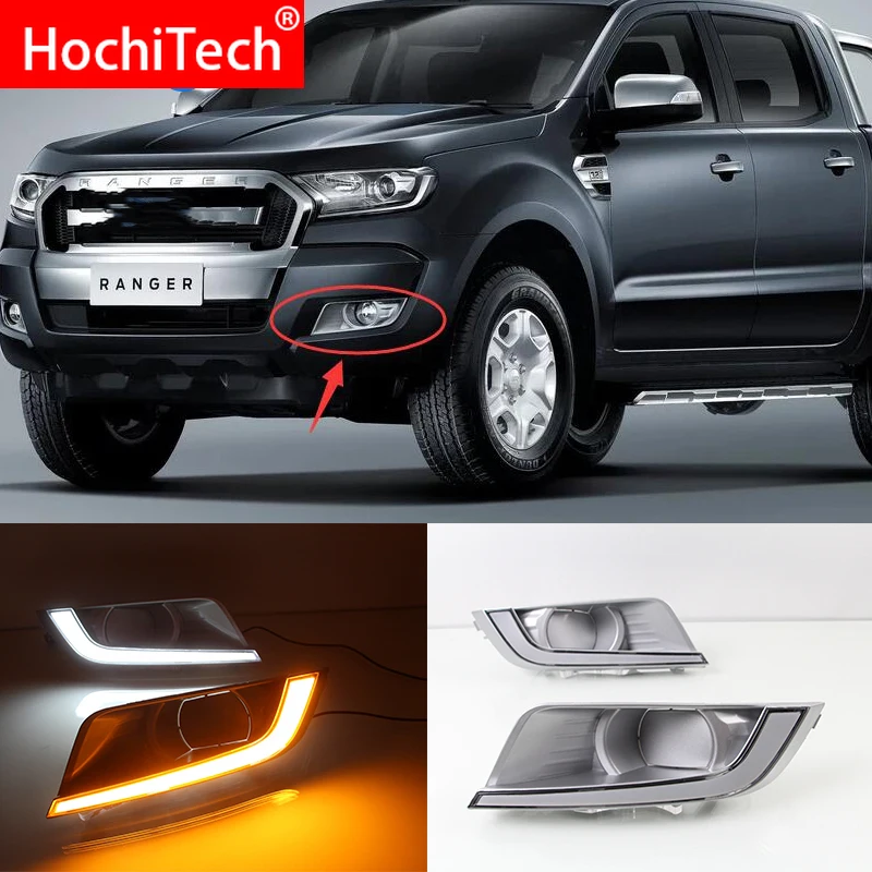 Мигающий светодиодный DRL Дневной светильник s для Ford Ranger 2015 2016 2017 2018 с желтым