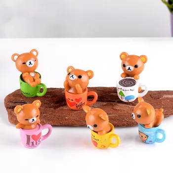 

6pcs/set PVC Cartoon Cute Cup Bear Dolls Figma Anime Figure Succulents Ornaments Cake Decorative DIY Crafts Pendant Gifts Toys