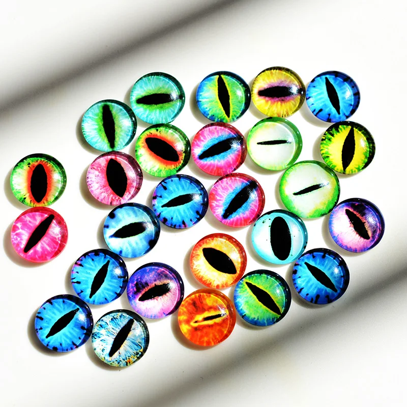 100 Yeux En Verre Ronds 20mm - Yeux De Dragon, Animaux - Pour Poupées, DIY, Couture, Décoration - Couleurs Mélangées