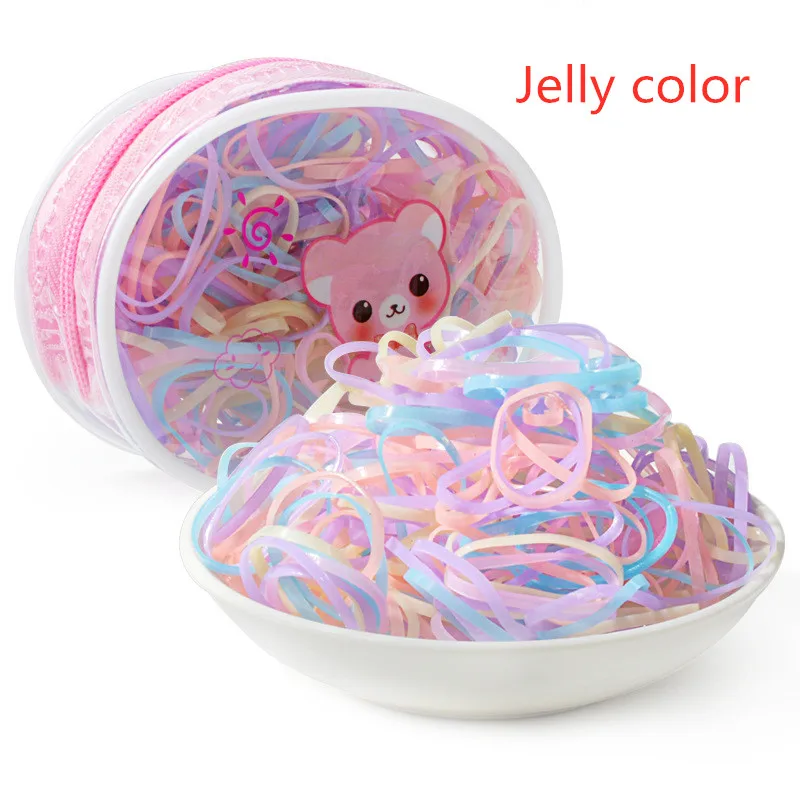 Jelly color 400 шт., милое разноцветное кольцо для маленьких девочек, Одноразовые эластичные резинки для волос, держатель для конского хвоста, резинка для волос, Детские аксессуары для волос - Цвет: Jelly color