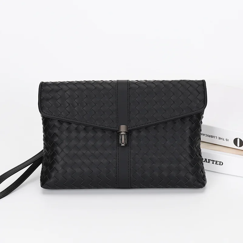 

New Style Men Weaving Handbag Men's Hand Bag Large Capacity-Style Genuine Leather Clutch Cowhide Business Briefcase Fashion