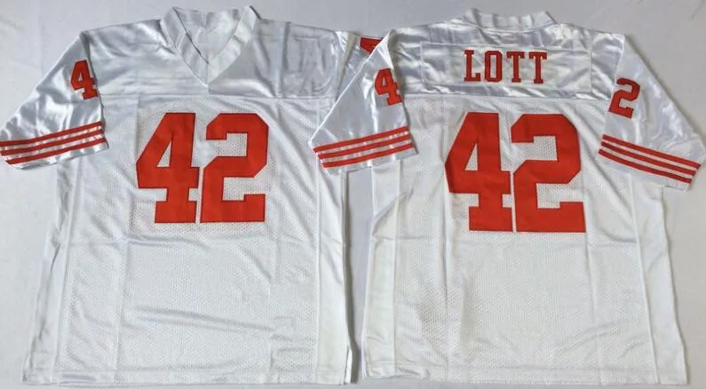 AS Mens 42 Ronnie Lott Embroidered FOOTBALL JERSEY Size M-XXXL - Цвет: AS