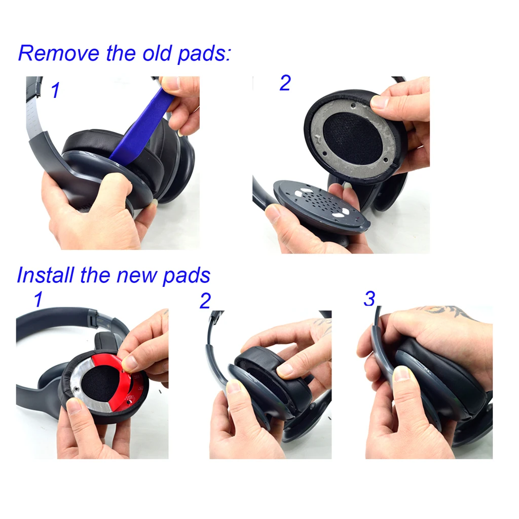 1 Pair Soft Replacement Ear Pads Leather Ears Cup Cushion for V700BT Headphone