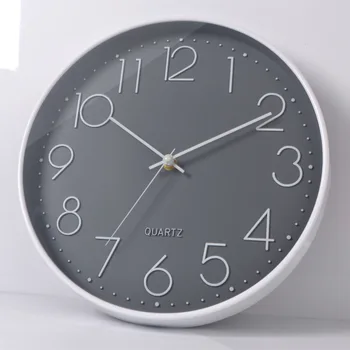 

Plastic Round 12 Inch Nordic Simple Silent Quartz Wall Clock Quiet Sweep Non Tick Home Art Decoration Wall Clock Modern Design