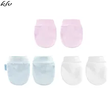 KLV, 4 пар/уп., простые милые детские вязаные перчатки, перчатки для новорожденных с защитой от еды