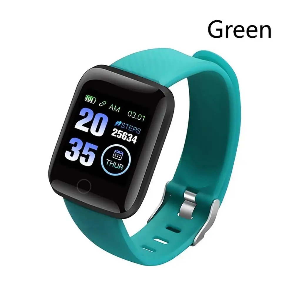 D18 Смарт-часы водонепроницаемые Bluetooth Браслет фитнес-часы пульсометр измерение артериального давления для IOS Android - Color: B-Green
