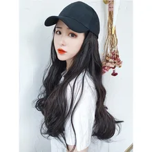 Новое поступление парик бейсболка женская длинная волна парик для женщин Женский Snapback хип-хоп шляпа gorras