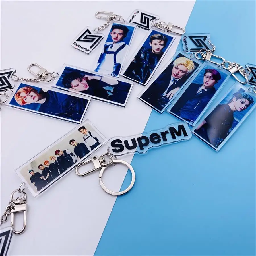 Акриловый брелок Kpop SuperM Kai Lucas модный для ключей с фото держатель Baekhyun Ten Bag