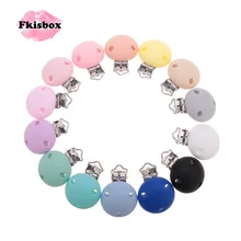 

Fkisbox 20pcs 35mm Round Clips Silicone Baby Pacifier Clip BPA Free Dummy Chain Holder Soothing Holder Chain Food Grade 3 Hole