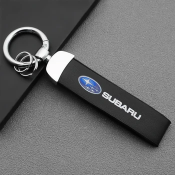 

1pcs metal+Leather Circle Buckle Keychain Car Waist Key Holder for Subaru WRX Impreza Forester Tribeca XV BRZ accessories