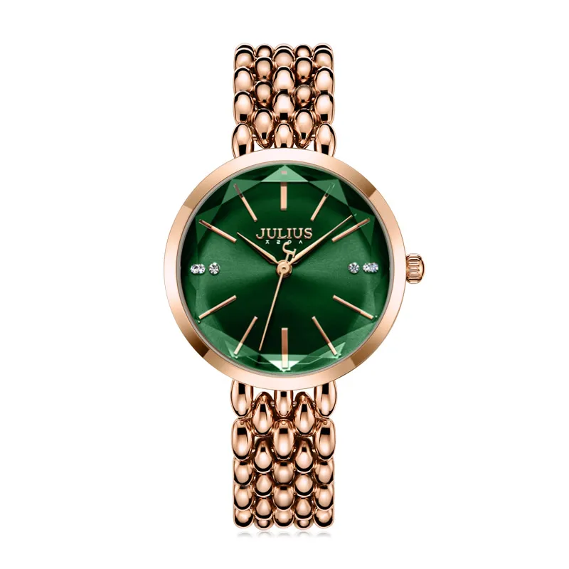 Модные женские кварцевые наручные часы, браслет из нержавеющей стали, женские водонепроницаемые нарядные часы, Relojes Para Mujer - Цвет: green watch