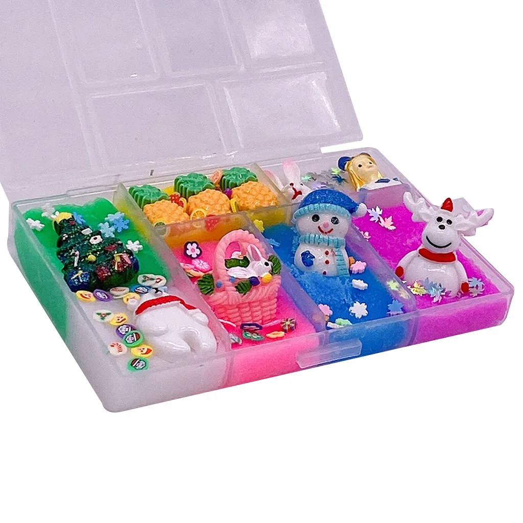 Slime Charms рождественские игрушки Slime DIY глина смешивание облако хлопок грязь Санта Клаус Кристалл Slijm Speelgoed Рождественская игрушка детский подарок