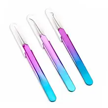 Инструмент для удаления угрей и угрей, удаления прыщей, иглы из нержавеющей стали, изогнутые угри, зажим для угрей, пинцет для ухода за лицом