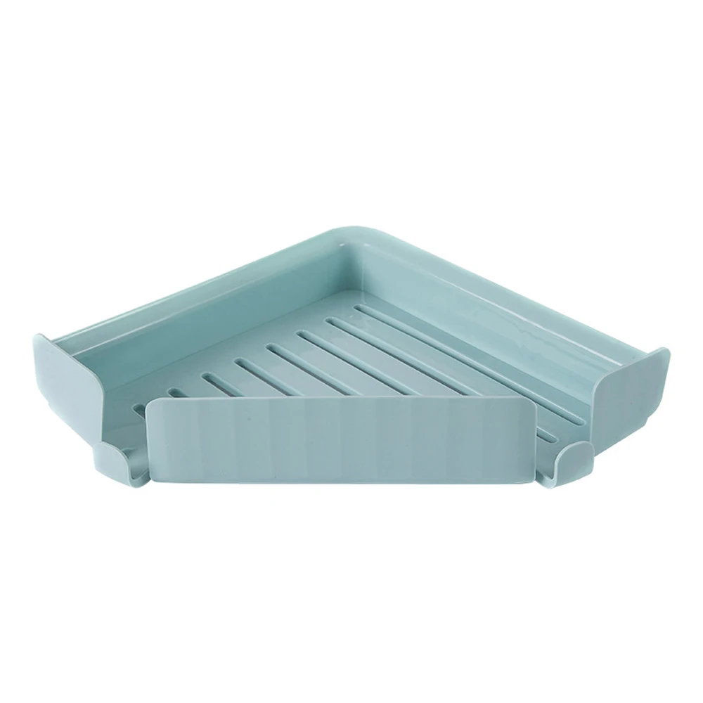 light blue Полка для ванной шампунь мыло стеллаж для хранения пластмассовый настенный угловой стеллаж настенный держатель для слива кухонный Органайзер - Цвет: light blue