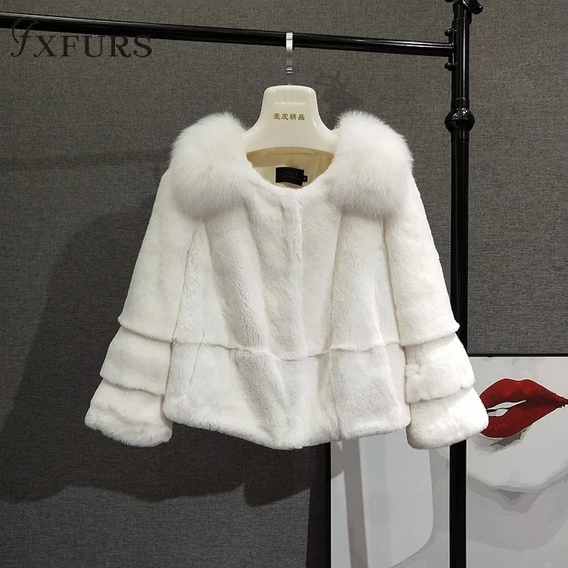 Новые женские зимние куртки из кроличьего меха короткие женские помпон из натурального меха пальто с лисьим мехом воротники вся кожа меховая одежда верхняя одежда