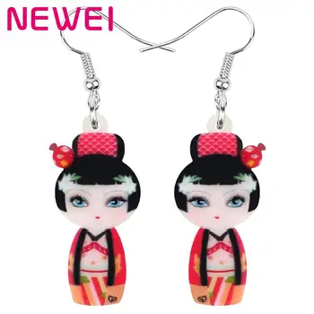 

NEWEI Acrylic Japanese Girl Doll Earrings Drop Dangle Jewelry For Women Girl Teen Kid Trendy Charm Hot Sale Decoration Gift Bulk
