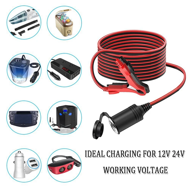 3 м 12 V/24 V Автомобильный удлинитель для прикуривателя пыле Водонепроницаемый автомобиля Батарея терминал защищенный зажим «крокодил» гнездо адаптера
