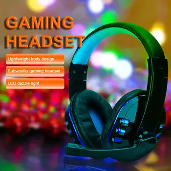 

Professional 3.5MM Led Light Gaming Headphones for Computer PS4 Adjustable Bass Stereo PC Gamer Over Ear Wired Headset With Mic