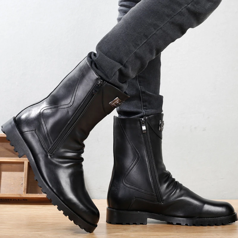 Botas Martin de cuero de vaca para botines de media con punta estilo Punk, para motocicleta, invierno, 2021|Botas de motocicleta| - AliExpress