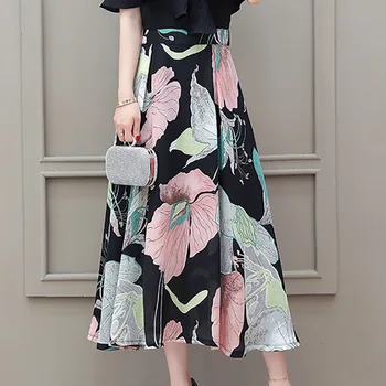 

Sumemr Floral Skirt Women Boho Casual Beach Skirts Women High Waist Zipper Long Skirts
