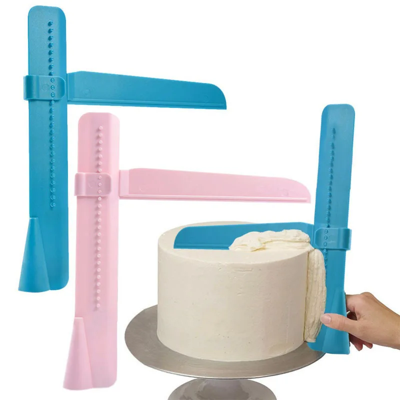 

Plastic Adjustable Fondant Cream Cake Scraper Spatulas DIY Edge Smoother Leveler Rotating Pastry Decorating Tools