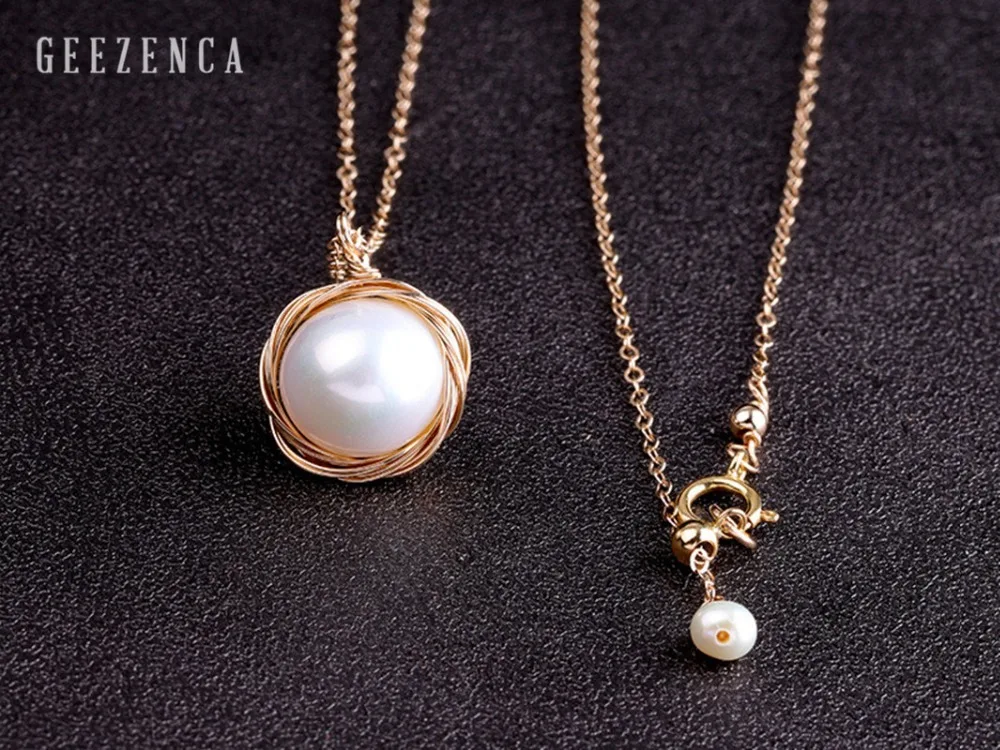 Серебро 925 пробы 14K свернутое золото барокко жемчужные ожерелья, изысканная бижутерия модное ожерелье для женщин вечерние модные подарки