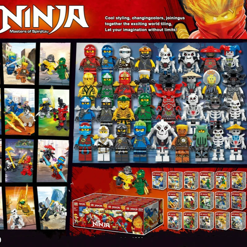 

New LegoINGlys Ninjagoed 32 Figures Model Building Blocks Kai Jay Cole Zane Lloyd Bones Building Blocks Bricks Toys Gift 61019