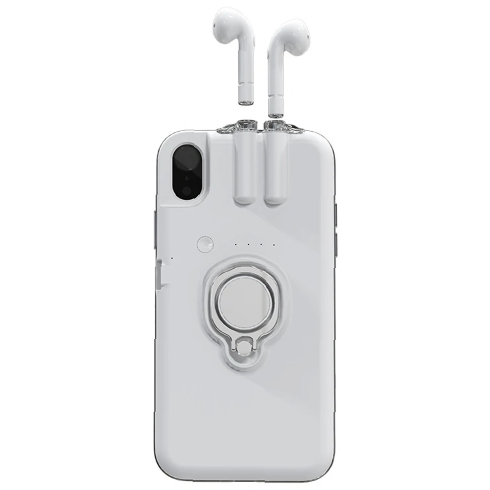 Чехол для телефона 3 в 1 для iPhone XS MAX XR X AirPods, bluetooth-гарнитура, зарядный Чехол-держатель с кольцом для iPhone 7 8 6 Plus - Цвет: White