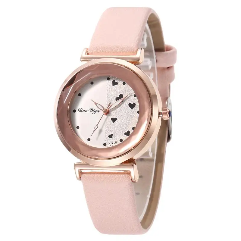 

Fashion Casual Women Watches Elegant Ladies Leather Wristwatches Pink Simple Female Quartz Watch Woman Clock Zegarek Damski