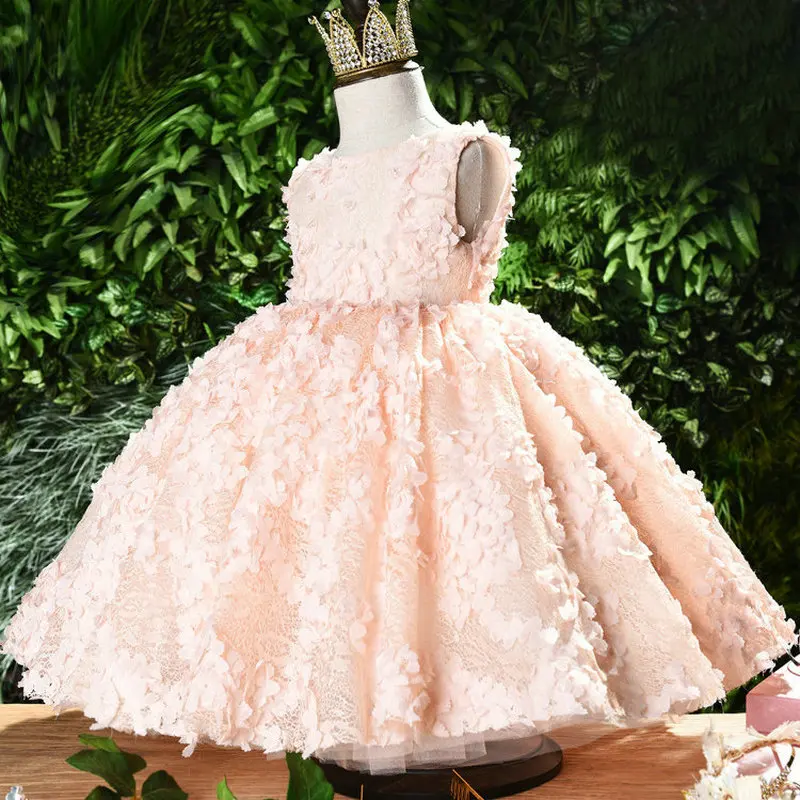 Торжественное платье для малышей на возраст до года женская детская юбка принцессы для девочек на день рождения с цветочным узором для мальчиков и девочек