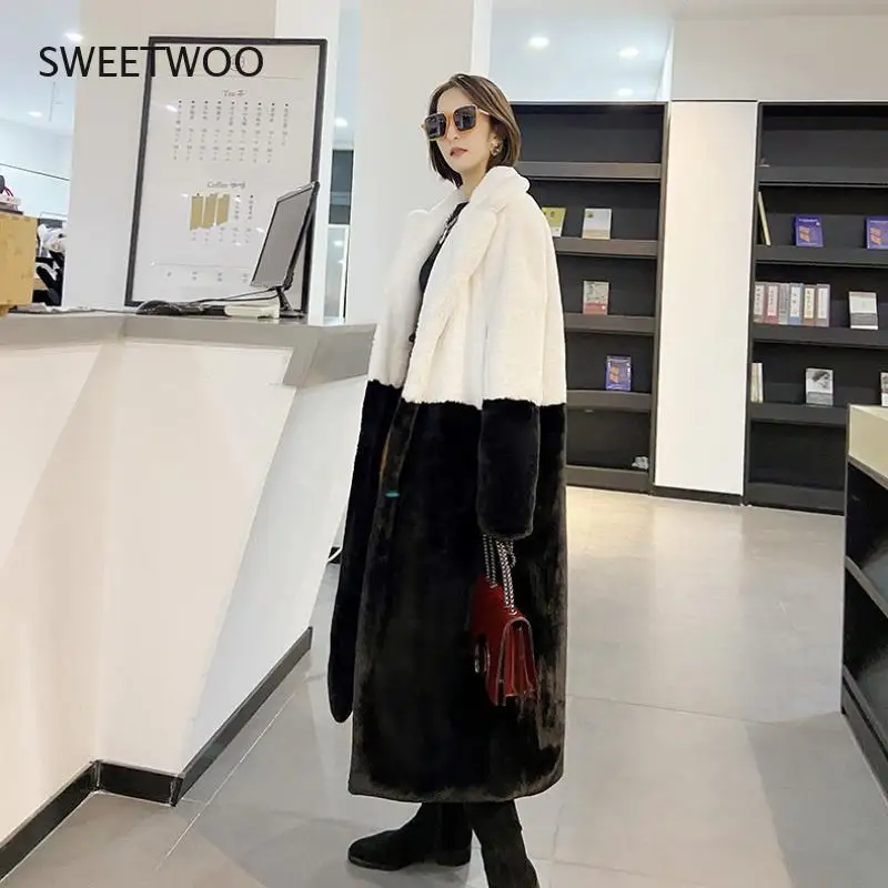 2021 Fashion Winter Women Fur Jacket 5Xl  Loose Long Fur Overcoat High Imitation Lamb Wool Thick Warm Female Coats